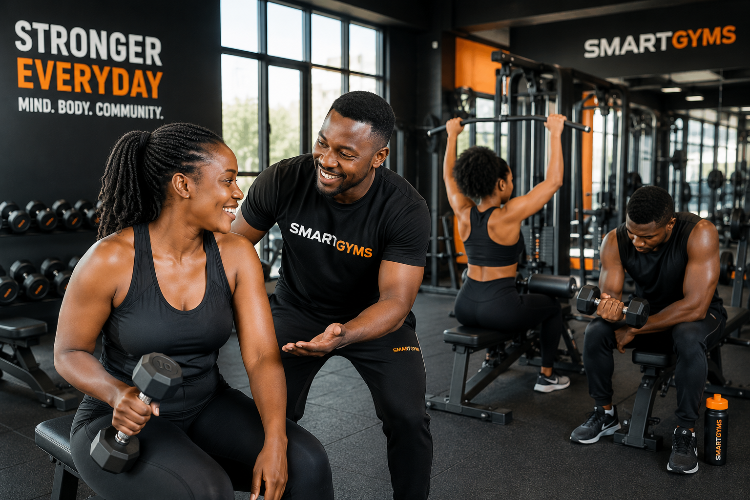 Trainer helping a SmartGyms member